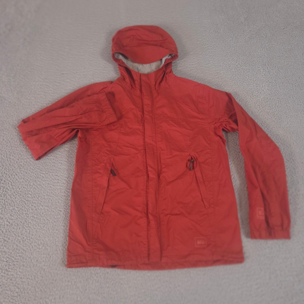 VINTAGE REI Jacket Boys L 14/16 Red Elements Rain Shell Taped Seams Hooded Y2K